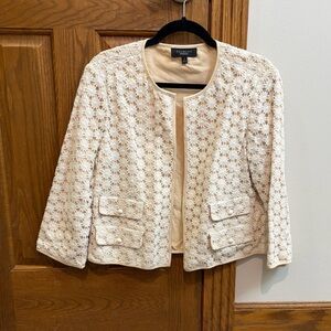 Talbots Floral‎ Crochet Overlay Jacket 8 Cottagecore Bohemian Coastal Grandma